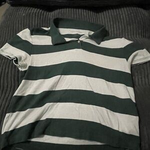 Women’s Large American Eagle Green and White striped crop top